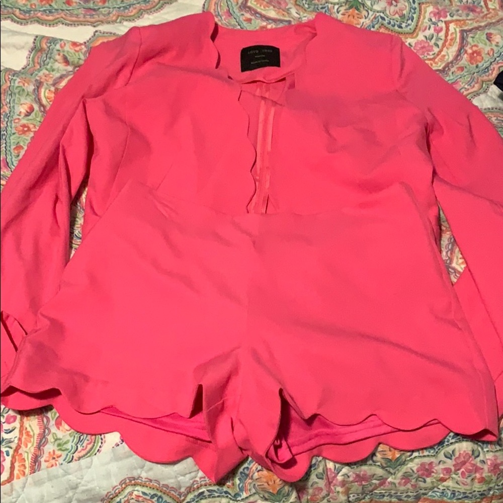Neon Pink Scalloped Shorts/ Jacket Set